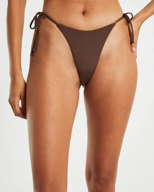 Outlet SUBTITLED Tie Side Skimpy Bikini Bottoms In Coffee Brown