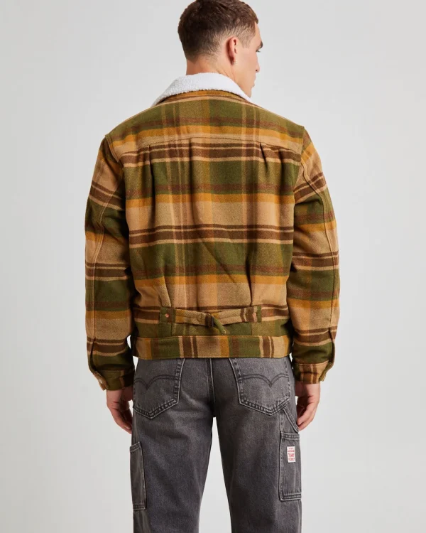 Online LEVIS Type 1 Sherpa Trucker Jacket Barold Plaid Winter Moss