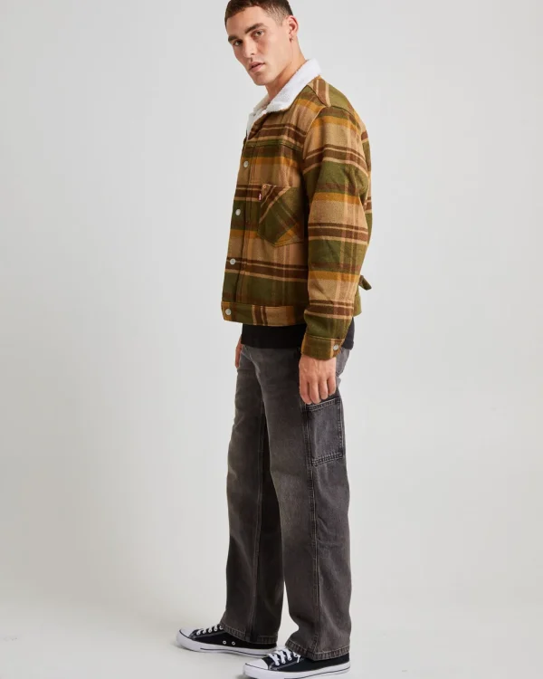 Online LEVIS Type 1 Sherpa Trucker Jacket Barold Plaid Winter Moss