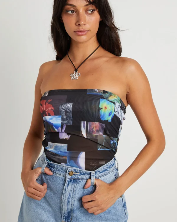 Best AFENDS Under Pressure Recycled Sheer Strapless Top In Black