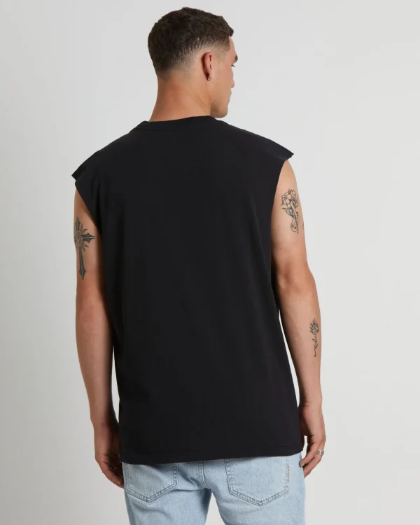 Outlet MITCHELL & NESS Underscore Bulls Muscle Tee In Faded Black