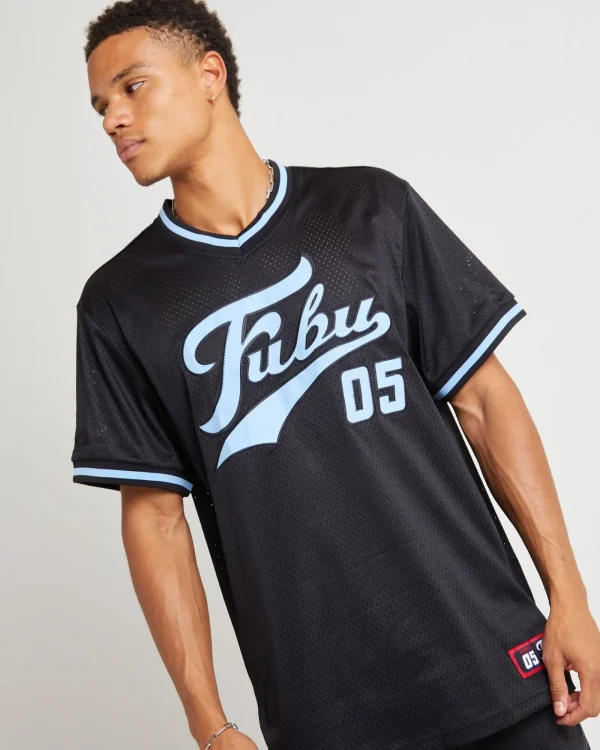 Cheap FUBU Varsity Mesh Short Sleeve T-Shirt Navy