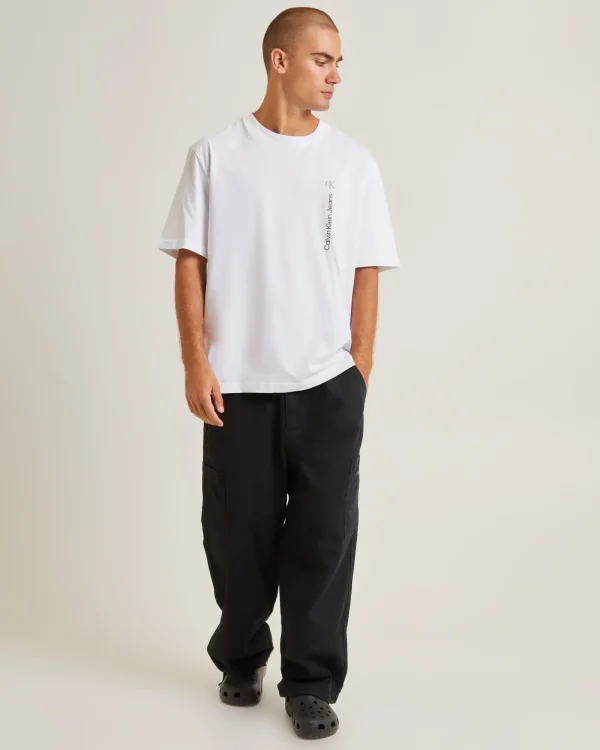 New CALVIN KLEIN Vertical Institutional Short Sleeve T-Shirt