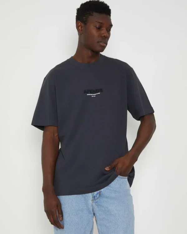 Hot AFENDS Vinyl Retro Fit Short Sleeve T-Shirt In Charcoal Grey