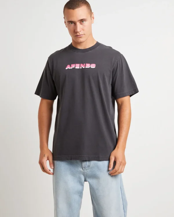 Shop AFENDS Volcanic Times Recycled Retro Fit T-Shirt In Stone Black