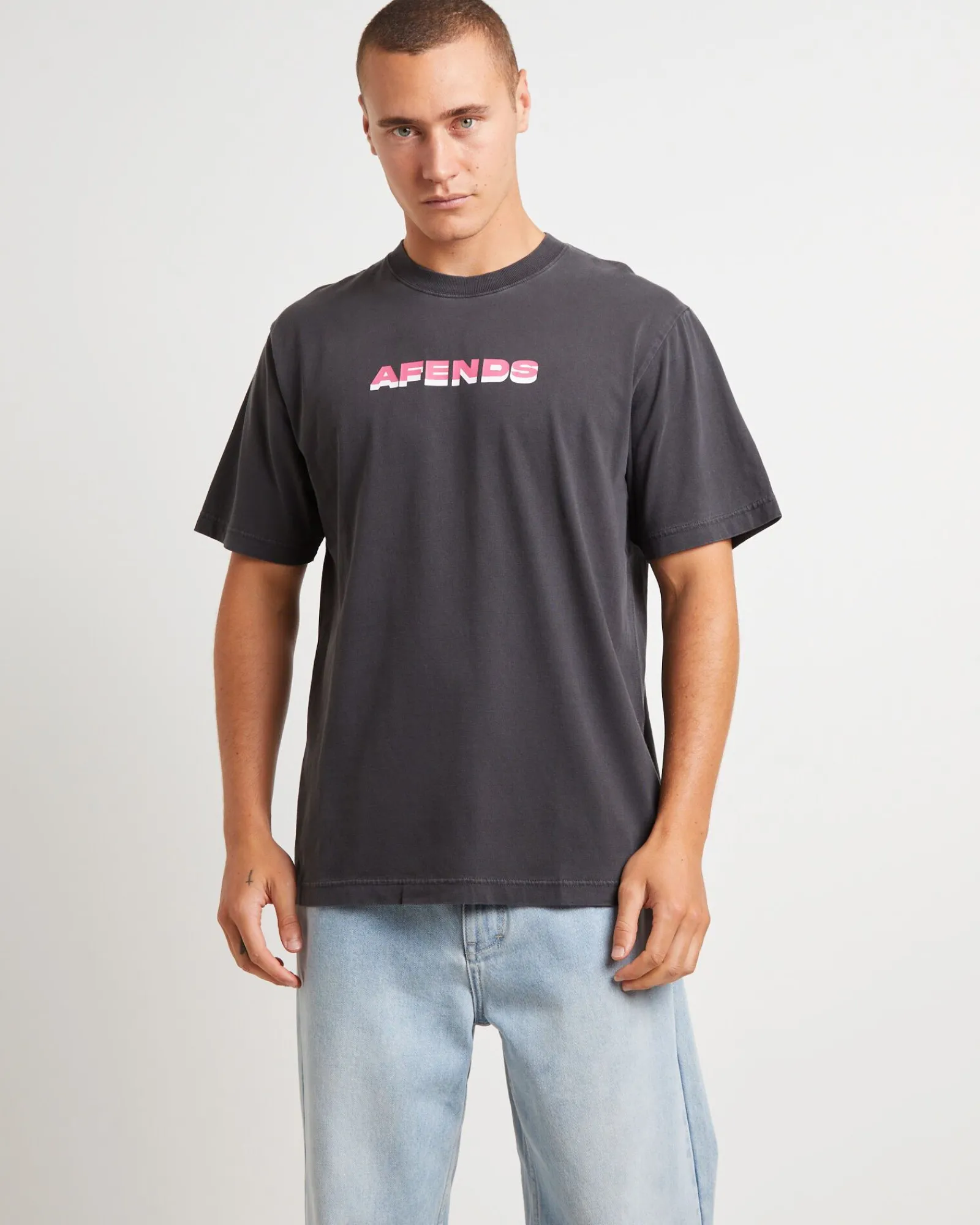 volcanic_times_recycled_r_1.webp Shop AFENDS Volcanic Times Recycled Retro Fit T-Shirt In Stone Black