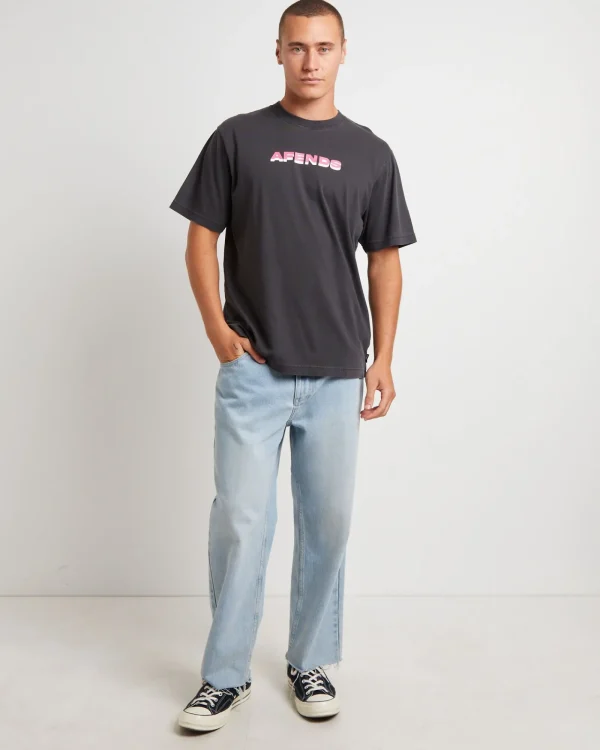 Shop AFENDS Volcanic Times Recycled Retro Fit T-Shirt In Stone Black