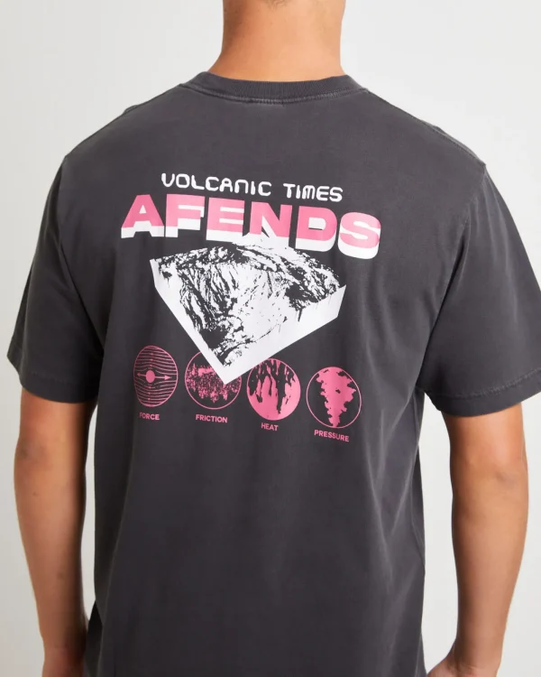 Shop AFENDS Volcanic Times Recycled Retro Fit T-Shirt In Stone Black