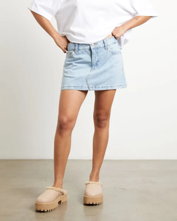 Cheap DR DENIM Ziggy Denim Mini Skirt In Stream Light Retro