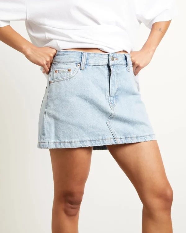 Cheap DR DENIM Ziggy Denim Mini Skirt In Stream Light Retro