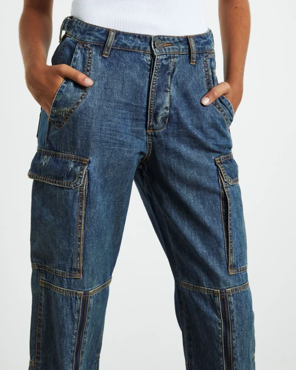 Cheap ONE TEASPOON Zipped Cargo Motion Jeans Used Blue