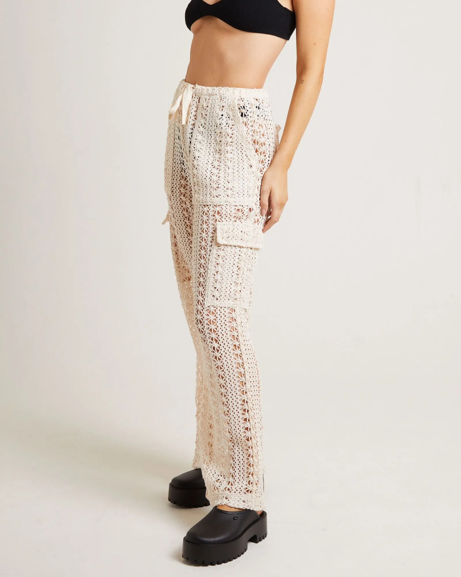 zulu_crochet_cargo_pants__1.webp Cheap SUBTITLED Zulu Crochet Cargo Pants In Milky White