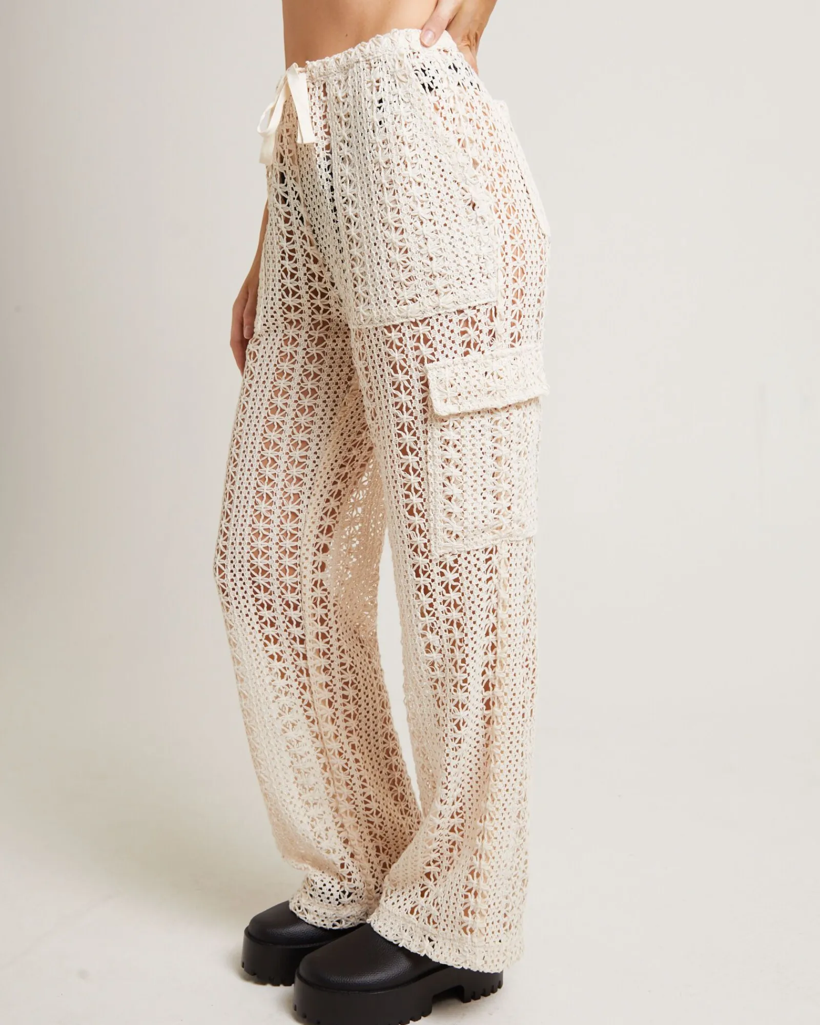 zulu_crochet_cargo_pants__2.webp Cheap SUBTITLED Zulu Crochet Cargo Pants In Milky White