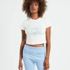 New NEON HART Zuri Chrome Heart Baby Tee White