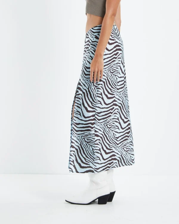 Online ALICE IN THE EVE Zuri Zebra V Waist Silky Maxi Skirt Blue